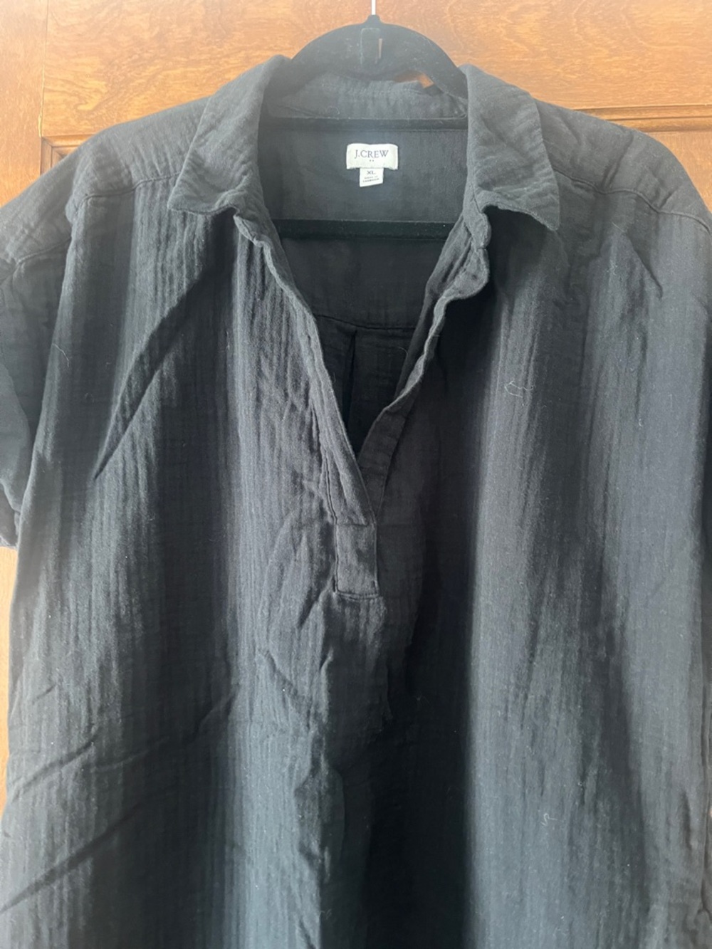 J.Crew Black Gauze Short Sleeve Dress. Size XL